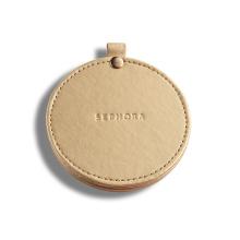 Pocket pu leather makeup mirror for design logo by gift